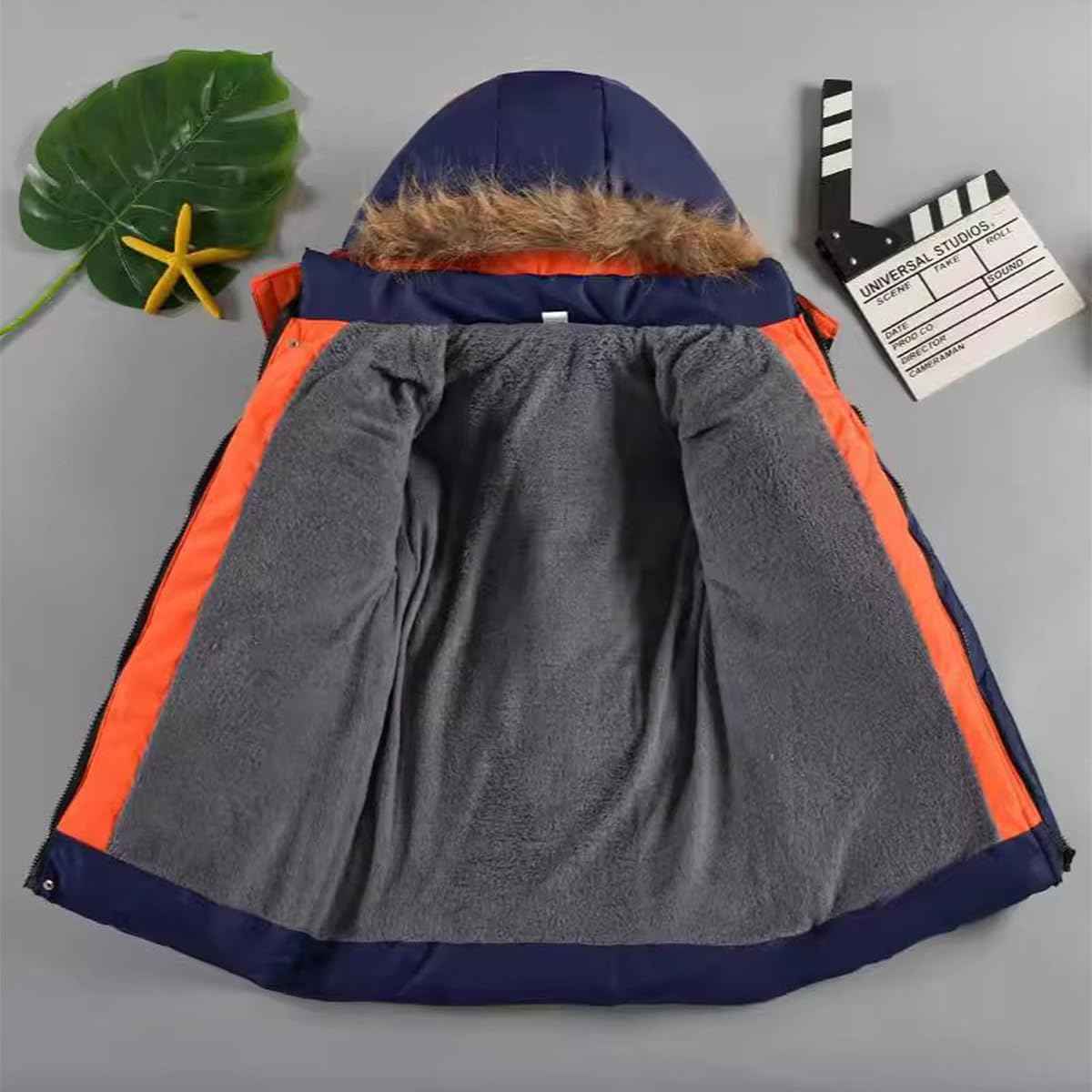 linboo Warme Winterjacke Jungen Parka Fleece Mäntel mit Fellkapuze Kinder Wintermantel Baumwolle Jacke Gefütterte Winddichtes Winterparka