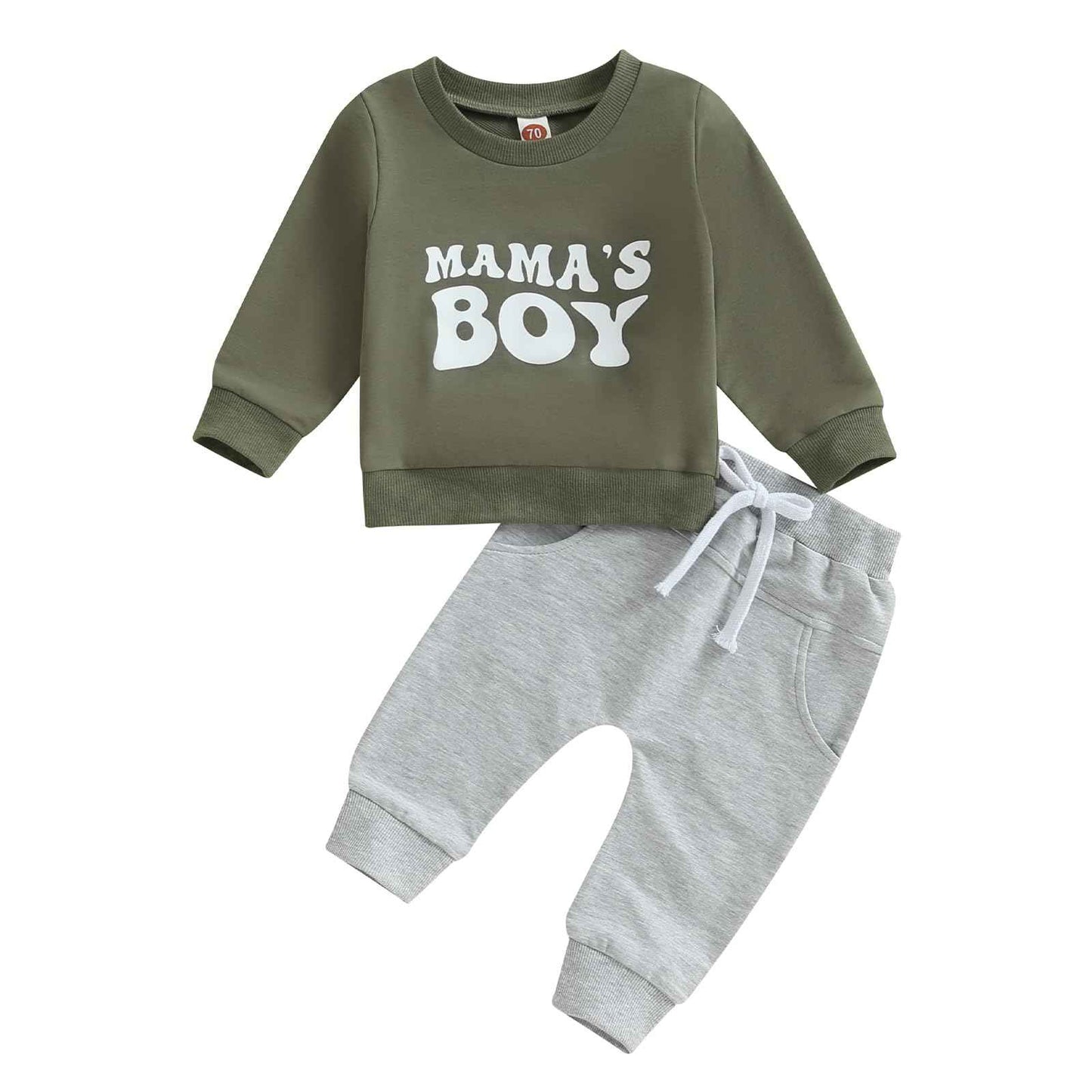Geagodelia Baby Boys Clothing Outfit Baby Clothing Set Long Sleeve Sweatshirt + Trousers Newborn Soft Baby Set Mama's Boy 2-Piece