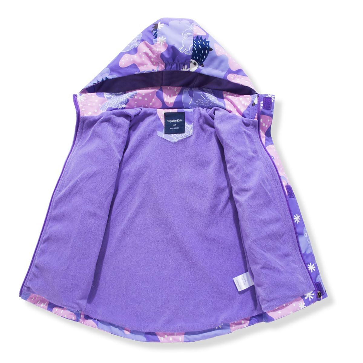 linboo softshell jacket girls' transitional jacket with hood, fleece-lined windbreaker, breathable rain jacket, waterproof outdoor jacket for children