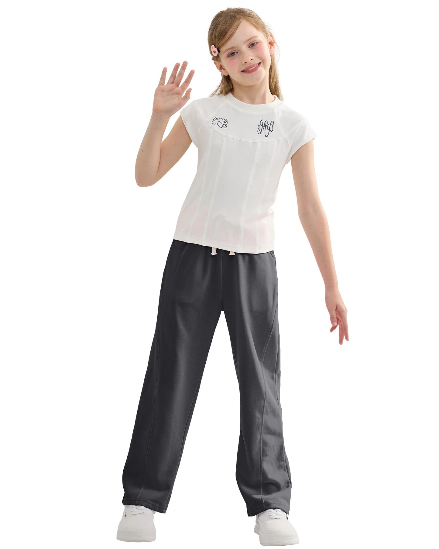 Rolanko Mädchen-Jogginghose mit Elastischem Bund, Lockere Passform, Sport-Jogginghose für Kinder, Lässiger Komfort