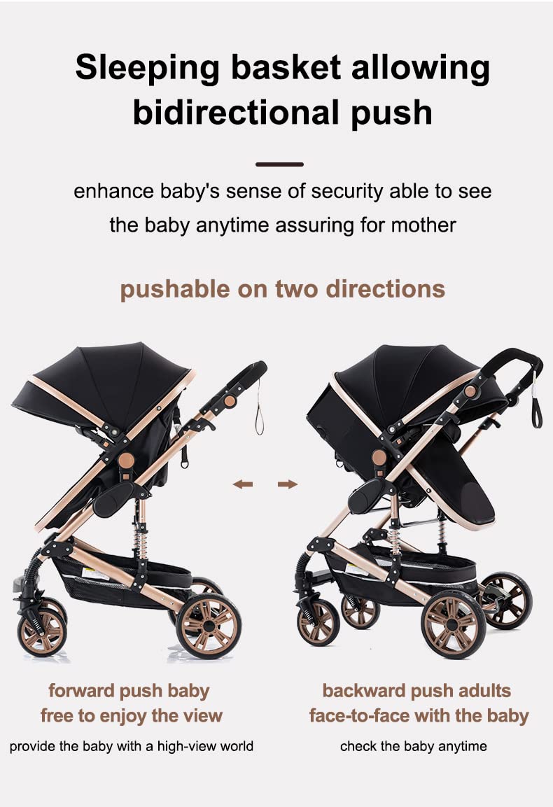 YAZOCO Pram 3-in-1 Foldable Pram Complete Set Cup Holder, Mosquito Net, Foot Cover for Baby First Equipment Newborn (4 Grey)