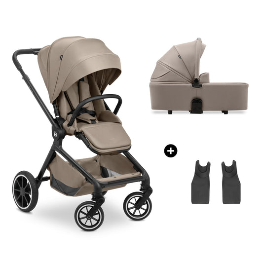hauck 2 in 1 Kinderwagen Set ab Geburt bis 22 kg Move N Care Set, Große Babywanne, Wendbarer Buggysitz mit Liegefunktion, Teleskopgriff Gummiräder Federung, UV-Schutz 50+, Faltbar, XL Korb (Dark Grey)