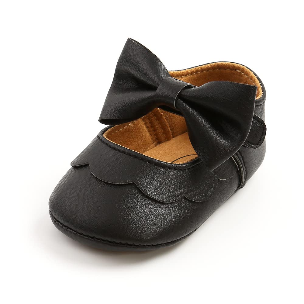 MASOCIO Babyschuhe für Mädchen mit Schleife – Rutschfeste Party Ballet Flats für Kleinkinder
