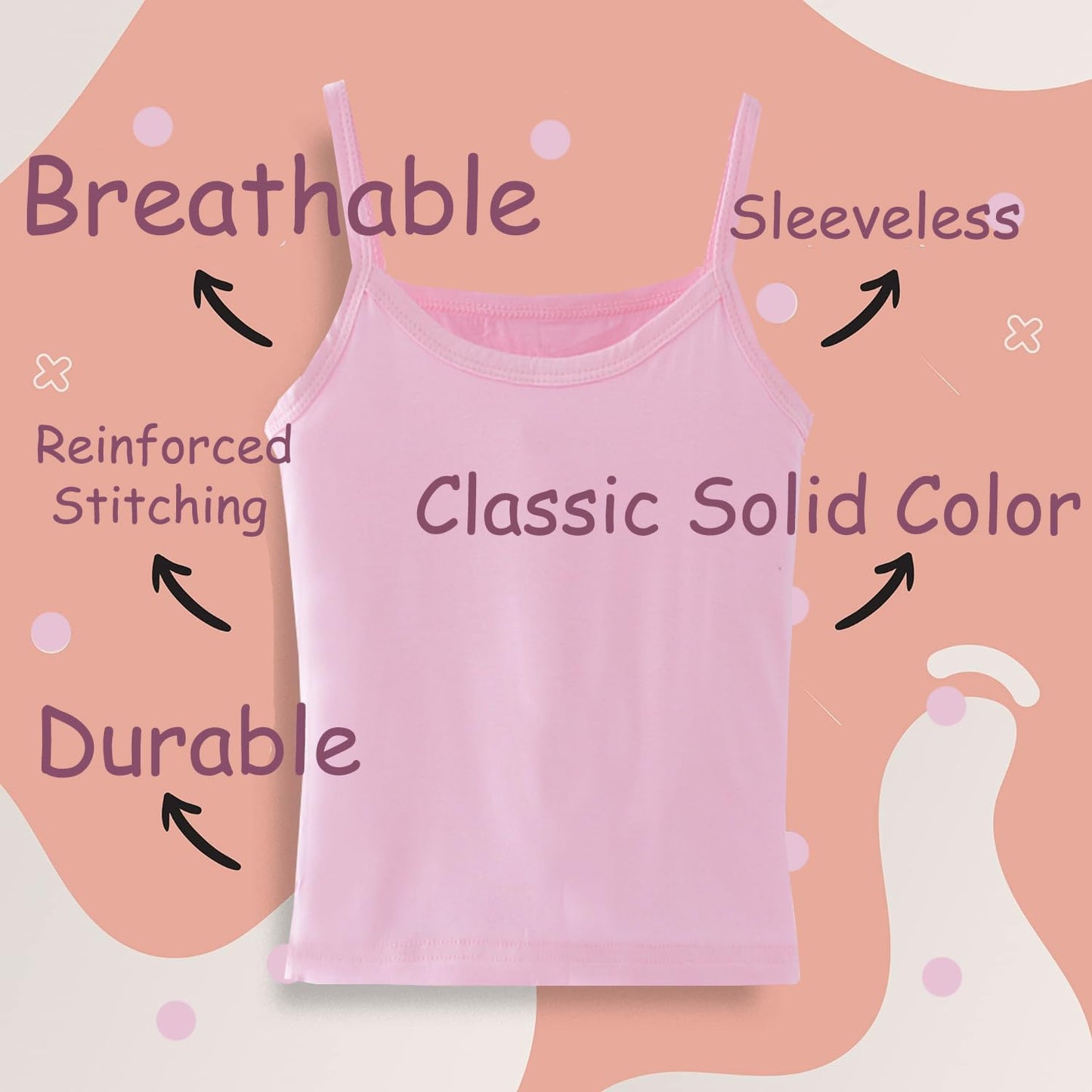 Lohhbve 4-Pack Kids Classic Solid Camisole Undershirts for 2-10 Years Toddler Girls Cotton Racerback Tank Top Multipack