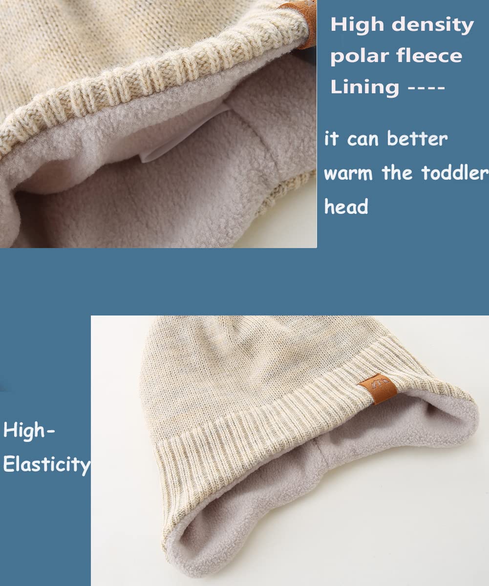 AHAHA Girls' Winter Hat, Earflap Beanie, Pompom Knitted Hats