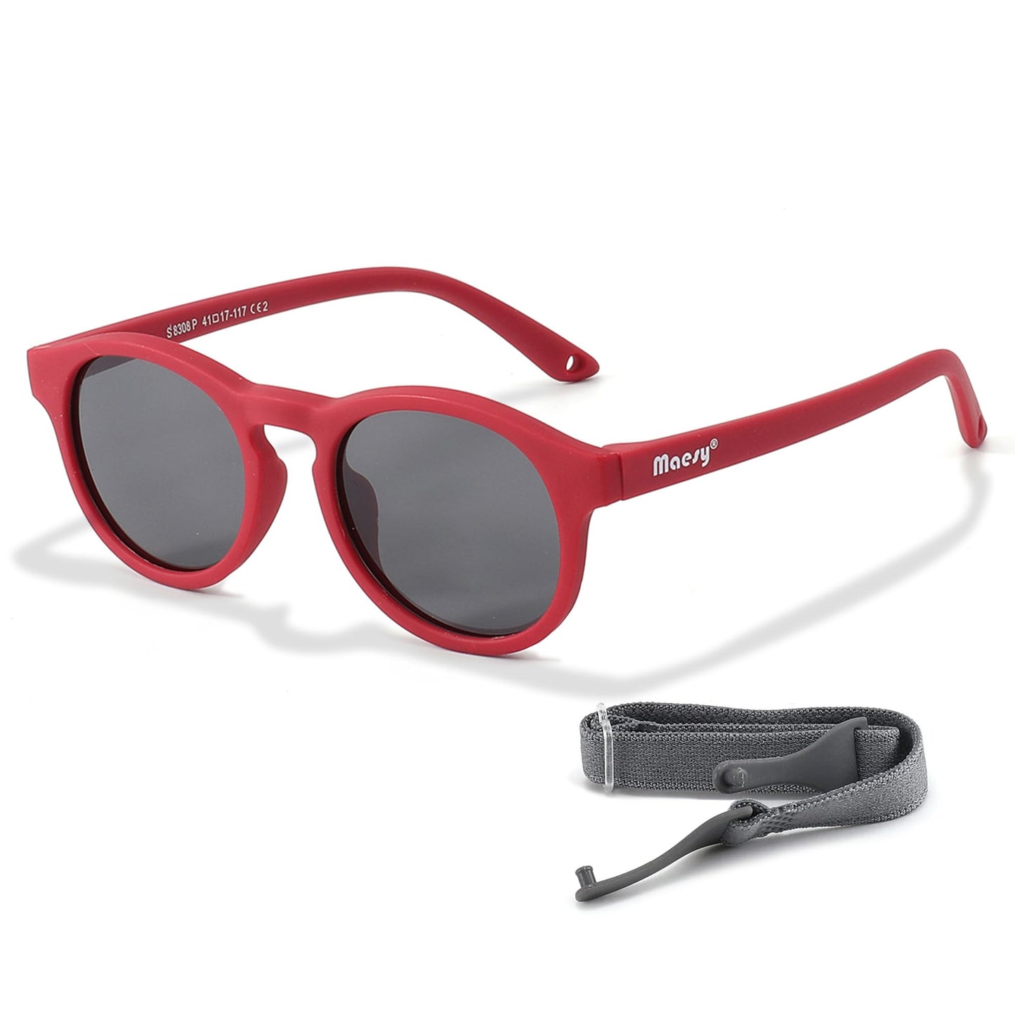 Maesy Kinder Sonnenbrille für Kleinkind und Baby - 1-3 Jahre - UV400 Polarisierter Schutz - Flexibler und Biegsamer Rahmen - Verstellbares Gummiband - Sichere und Bequeme Kindersonnenbrille - Bowi