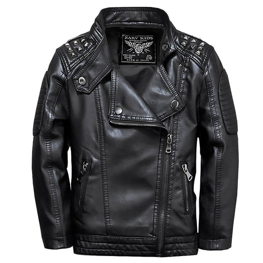linboo Leather Jacket Boys Transition Jacket Spring Autumn Kids Bomber Jacket Motorcycle Biker Jacket Girls Faux Leather Jacket