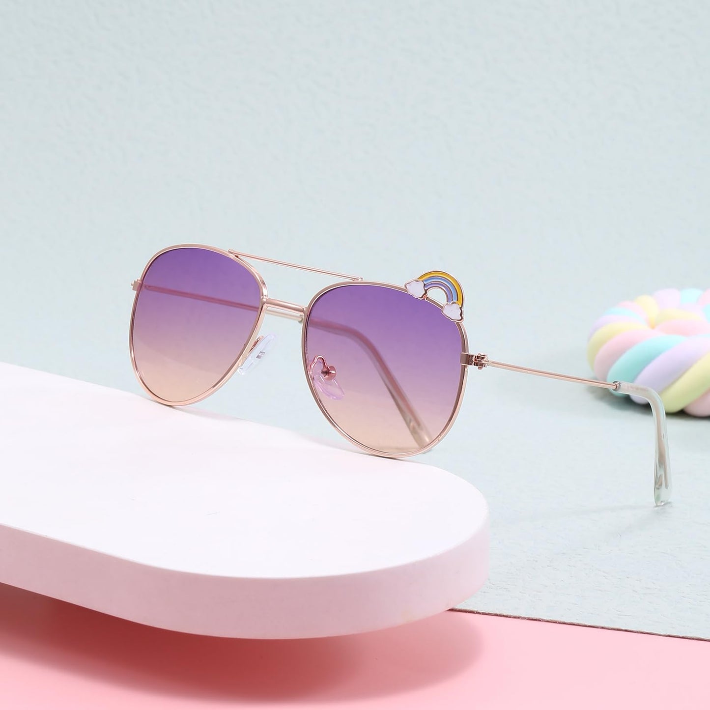 Hifot Sonnenbrille Kinder für Mädchen, Kinder Pilotenbrille mit Edelstahl Metall Gestel Kleinkind Sonnenbrille Kinder Sonnenbrillen 3-12jahre