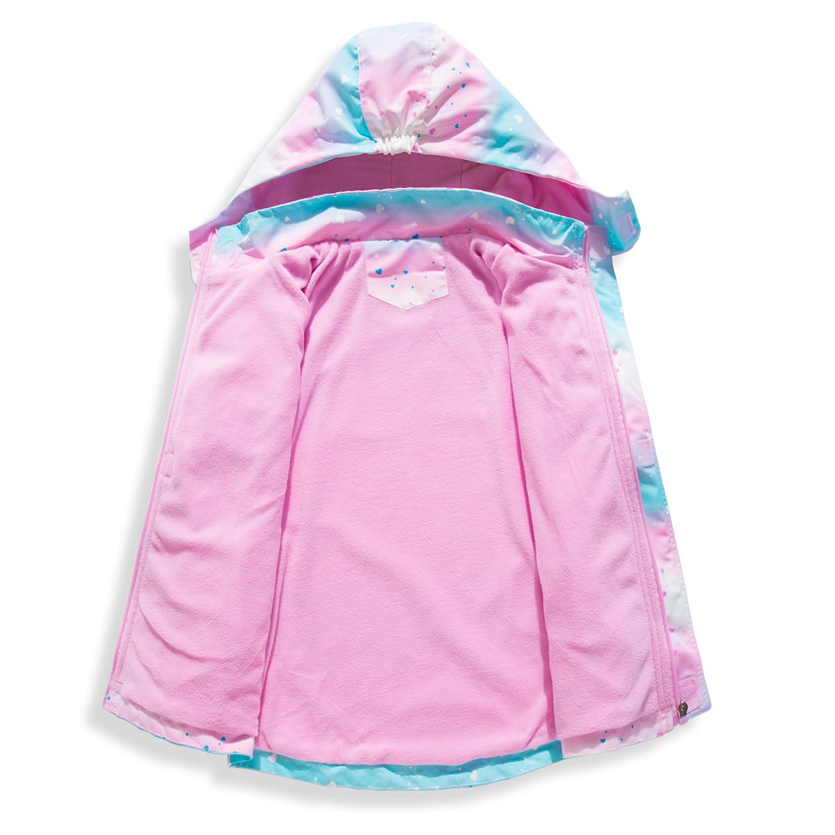 linboo softshell jacket girls' transitional jacket with hood, fleece-lined windbreaker, breathable rain jacket, waterproof outdoor jacket for children