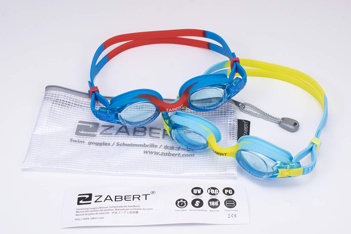 ZABERT K20 2er Pack Schwimmbrille für Kinder, Antibeschlag UV-Schutz, für Kinder Alter 3-10 Jahre