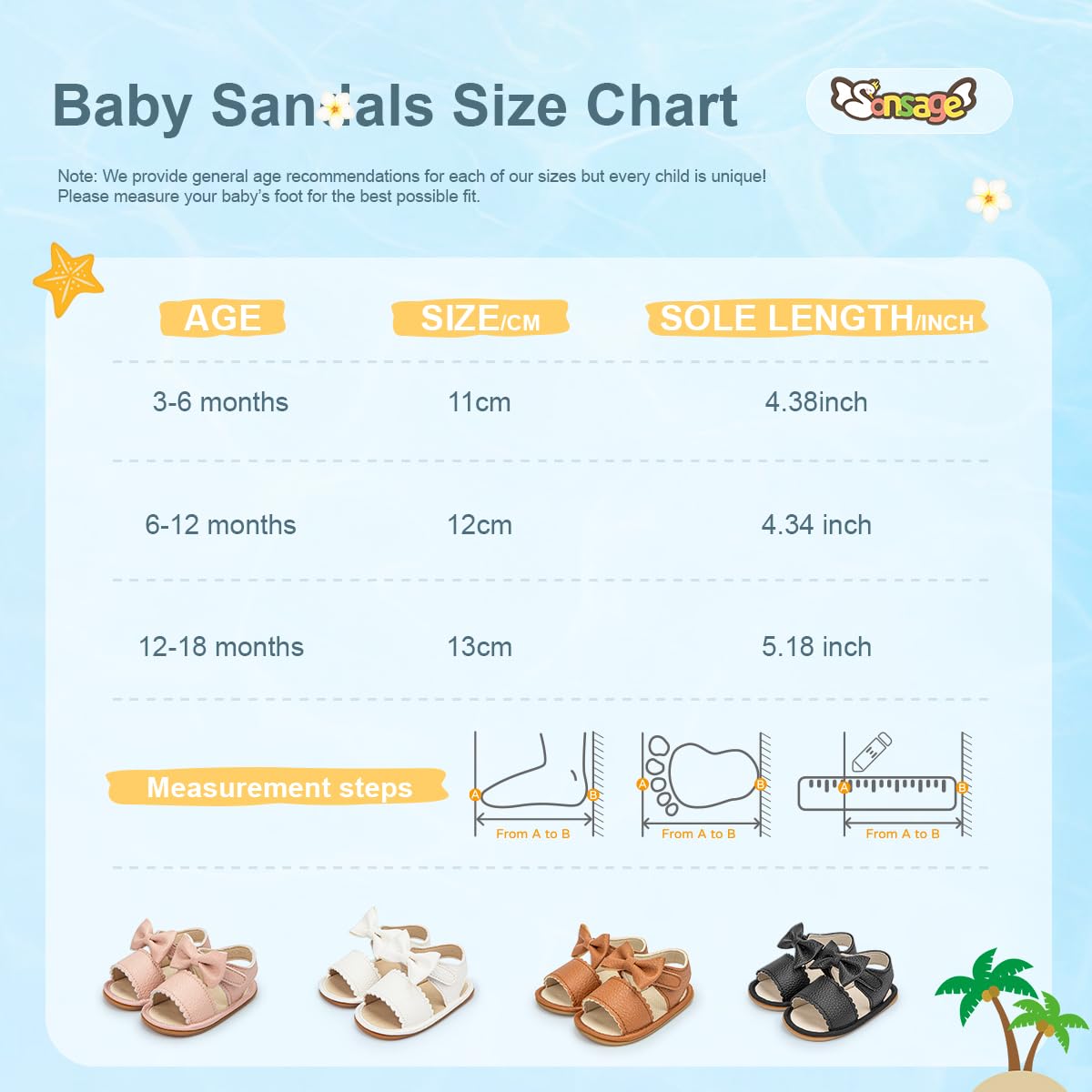 Sonsage Infant Baby Girls Boys Summer Sandals Newborn Bow Crib Sandals Outdoor Beach Toddler PU Leather Soft Rubber Sole Dress Flat First Walking Shoes, a01 Black, 3-18 Months