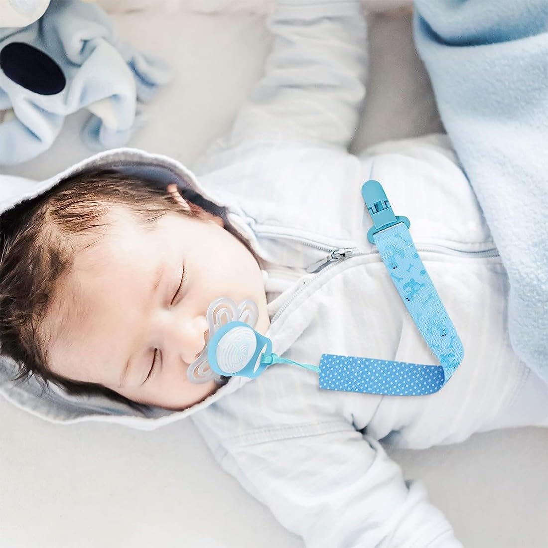 8 Stück Schnullerketten, Polyester Schnullerketten, Baby Schnullerketten Clips, Mädchen und Jungen Schnullerketten, gewebte Schnullerketten