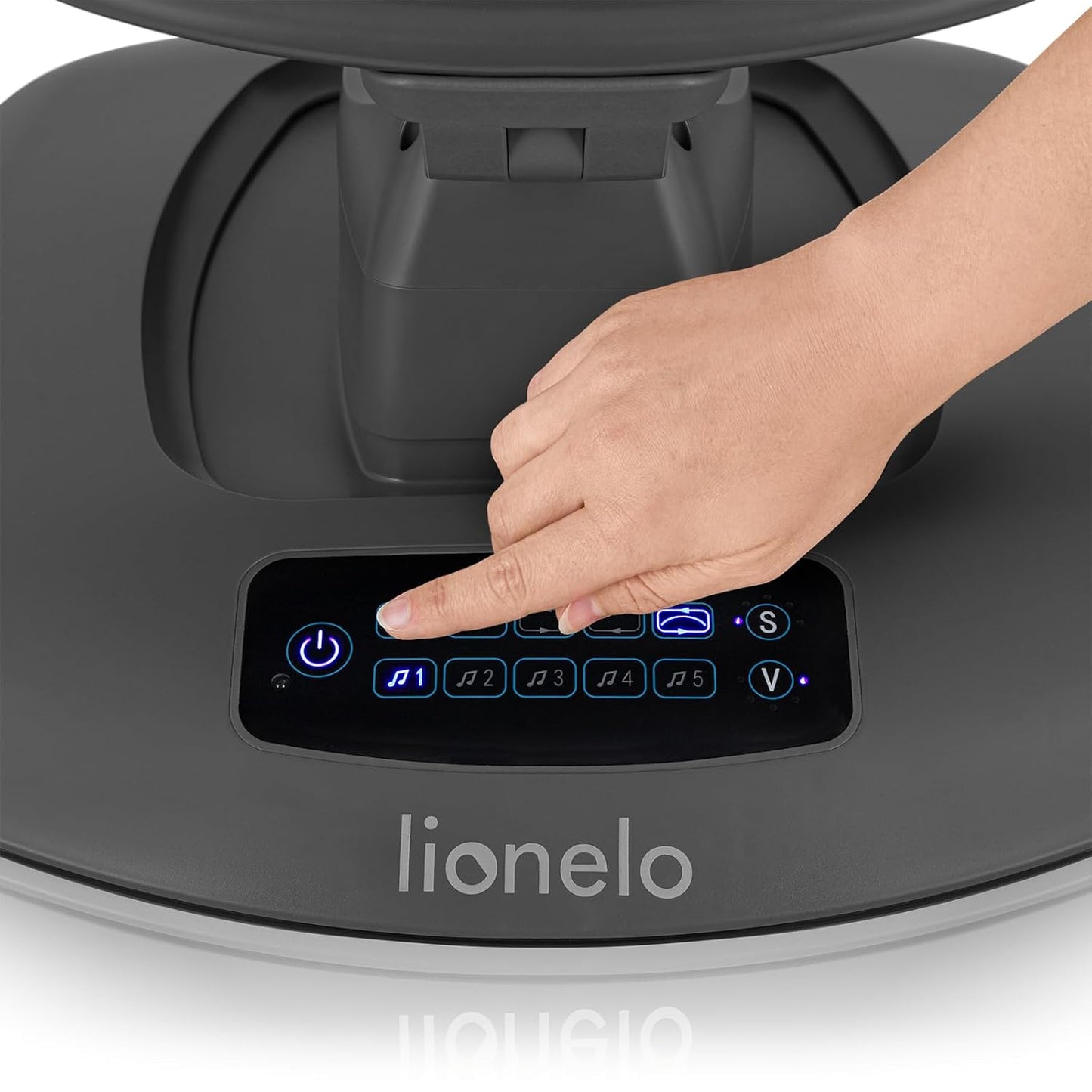 LIONELO BLOSSOM Elektrische Babywippe bis zu 9 kg Babyliege Verstellbare Rückenlehne Natürliches Schaukeln 5 Geschwindigkeiten Ergonomischer Sitz Bluetooth-Fernbedienung, 5 Melodien