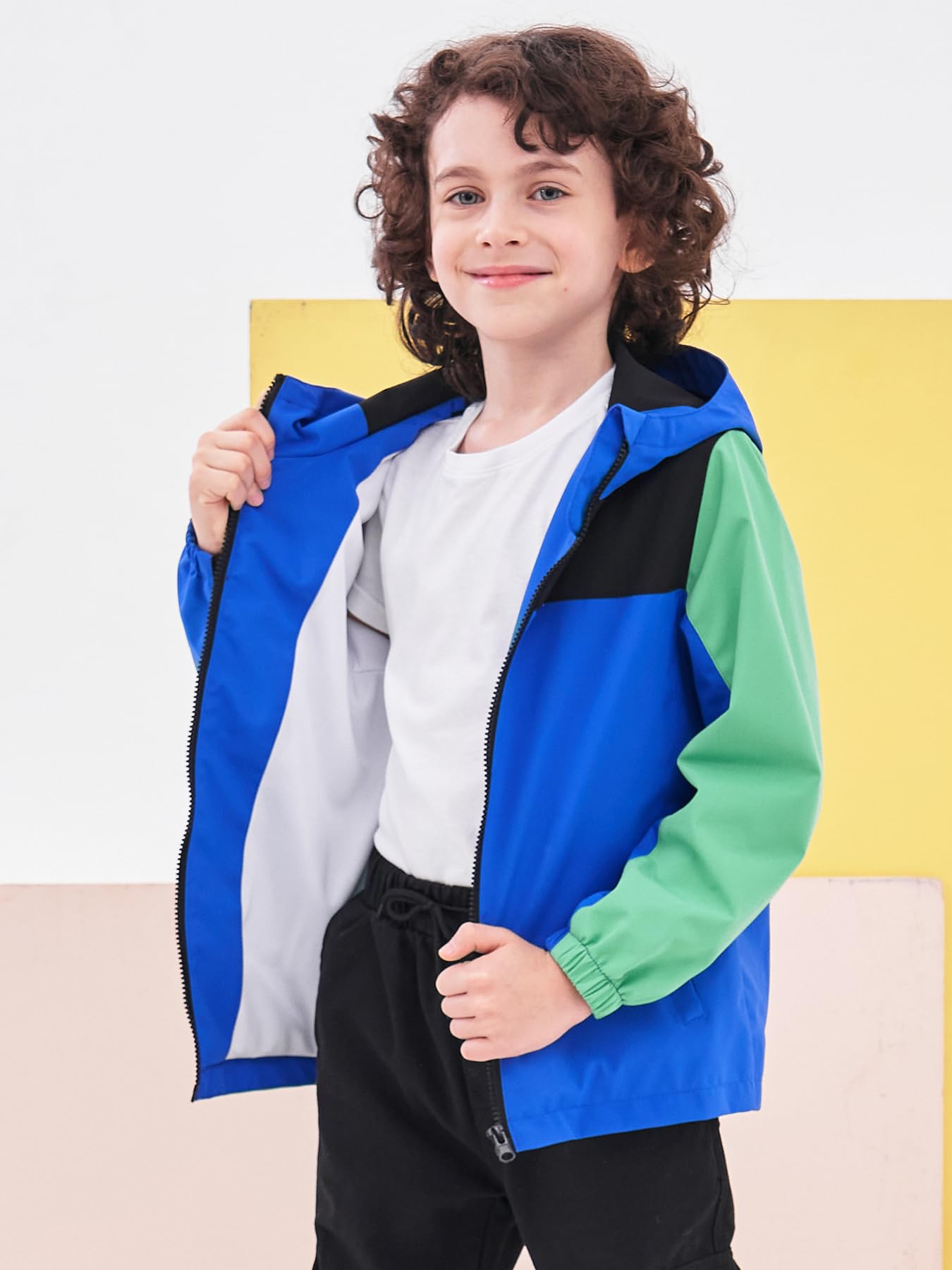 NATUST Kids Boys Waterproof Jacket Lightweight Transition Jacket Windproof Rain Jacket with Hood