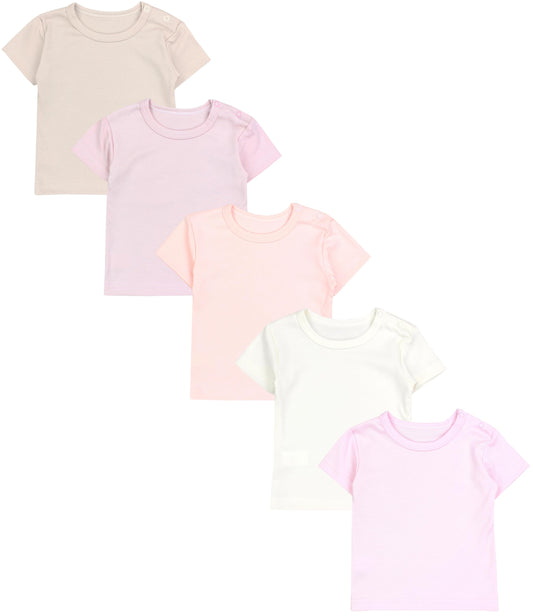 TupTam Baby Mädchen Kurzarm T-Shirt Gemustert Bunt 5er Set