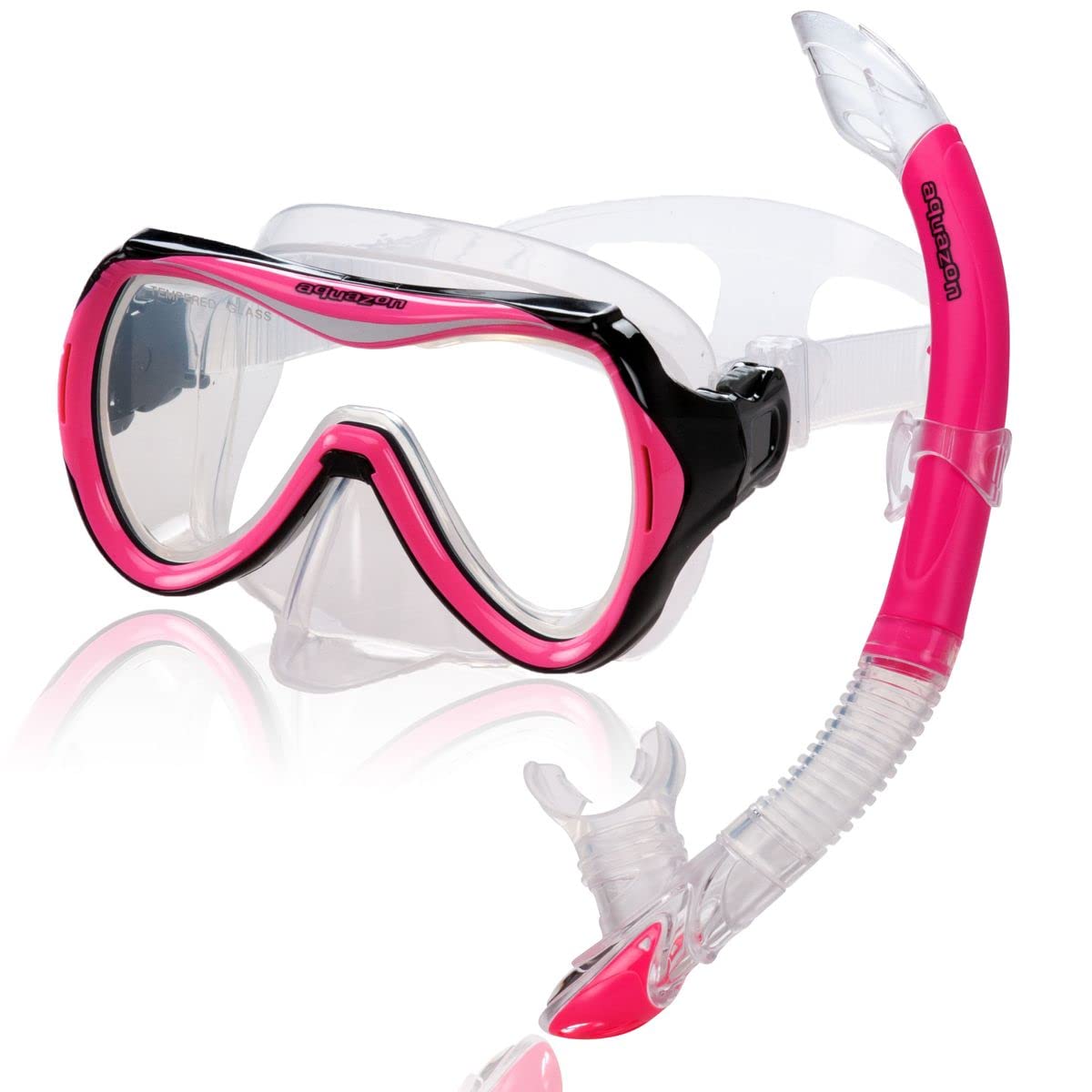 AQUAZON Capri extra Komfortables Kinder Schnorchelset, Taucherbrille mit superweichem Silikon, 7-12 Jahre, glasklarer Blick durch temperiertes Glas