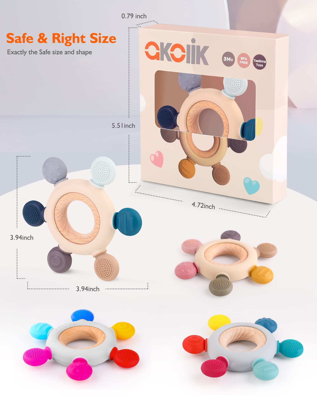 Beißring für Babys, Baby Zahnen Spielzeug aus Silikon, Ruder Greifling Beißspielzeug, BPA-frei Zahnen Nursing Zubehör für 3-6 6-12 Monate Kleinkinder, mädchen Junge Geschenk(Ruder B)