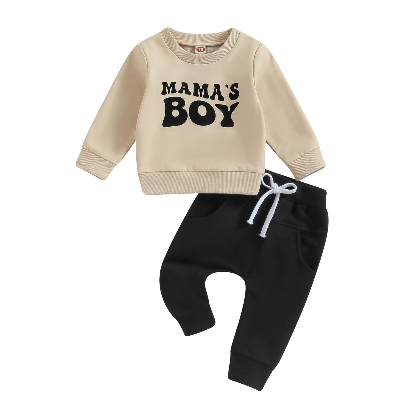 Geagodelia Baby Boys Clothing Outfit Baby Clothing Set Long Sleeve Sweatshirt + Trousers Newborn Soft Baby Set Mama's Boy 2-Piece
