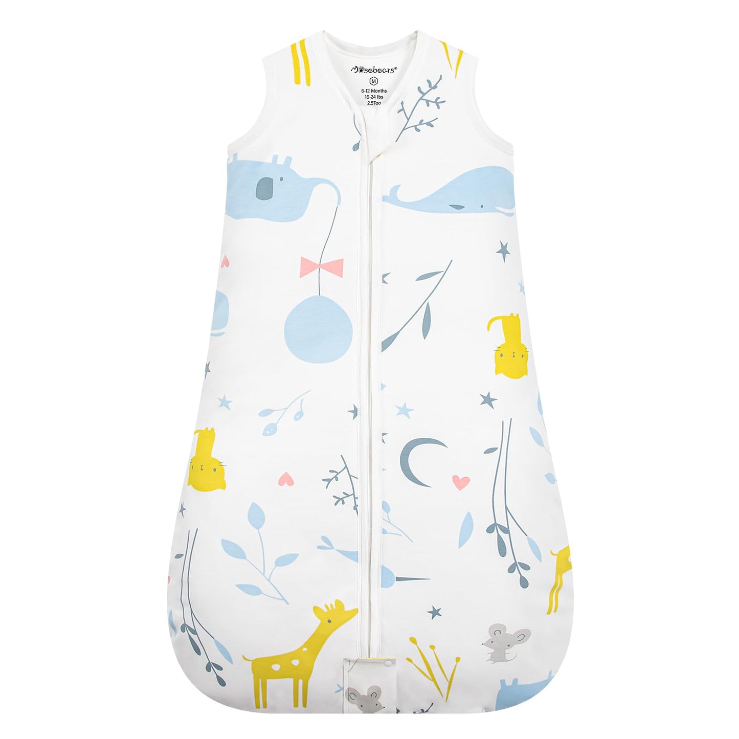 Mosebears Baby Sleeping Bag Winter 2.5 Tog, 100% Cotton Baby Winter Sleeping Bag for Babies 0-24 Months, M (6-12 Months)