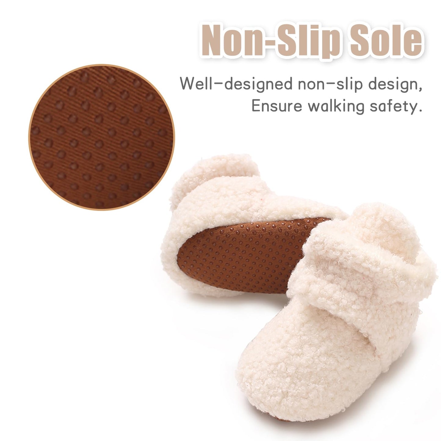 YloveM Toddler Baby Boys Girls Booties, Unisex Newborn Winter Shoes Thick Snow Boots Non-Slip Sole Soft Toddler Warm Sock Shoes