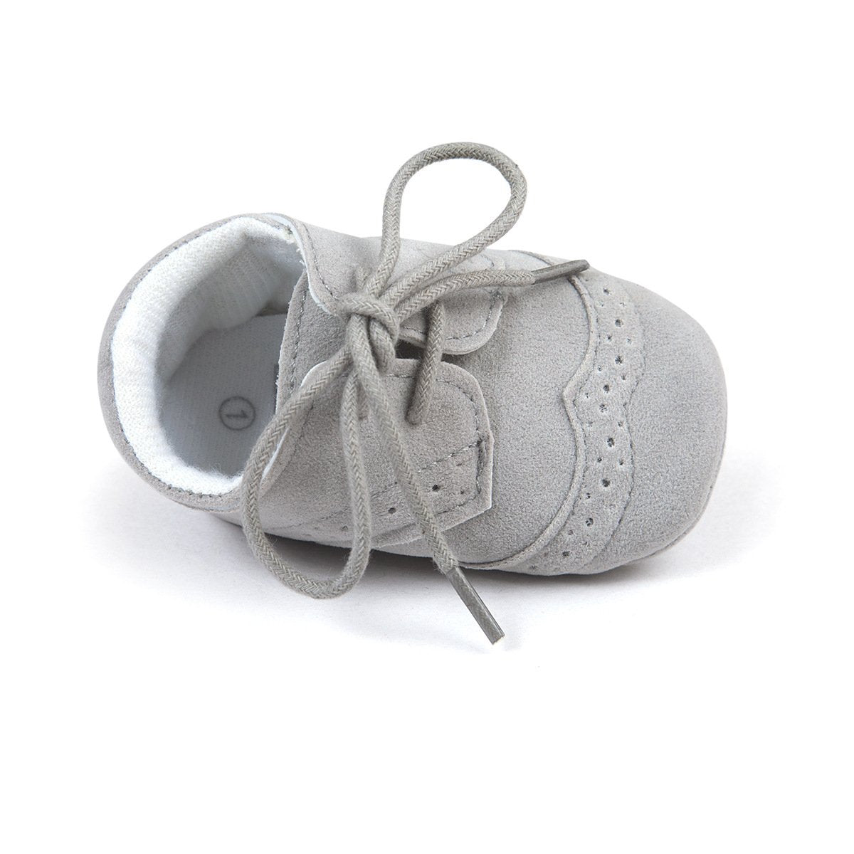ESTAMICO Babyschuhe für Jungen – PU Schnürsenkel Lauflernschuhe Kleinkind Sneaker Grau 6-12 Monate