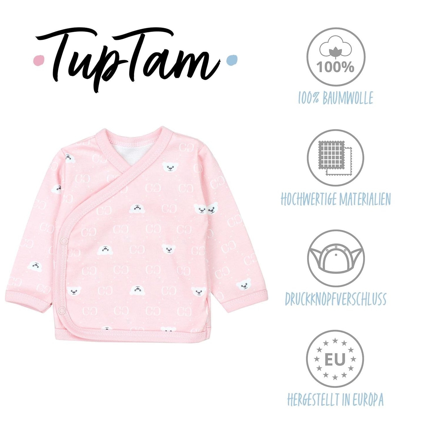 TupTam Baby Mädchen Langarm Wickelshirt Baumwolle 5er Set