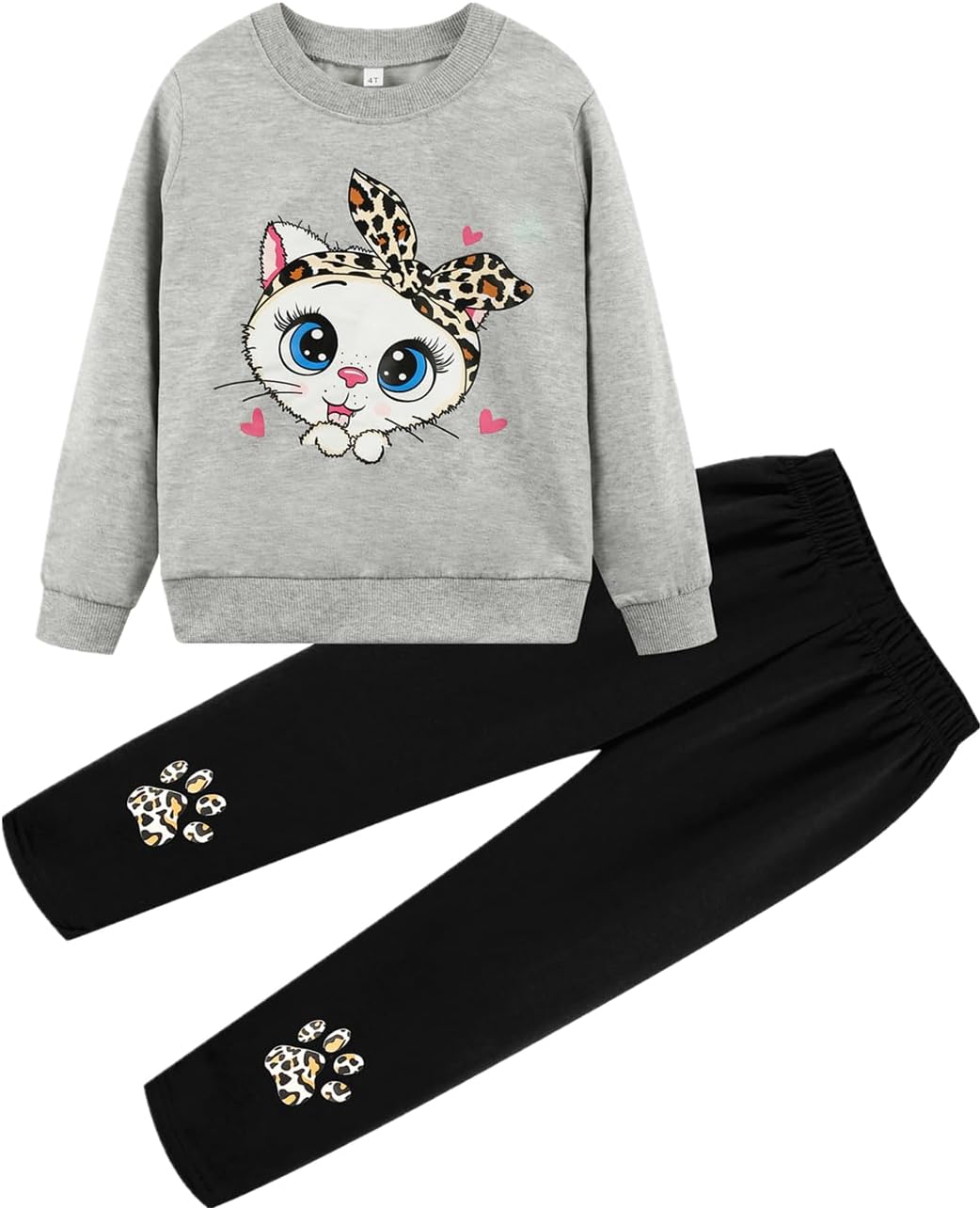 Unicorn Outfits for Little Girls 2 Pieces Ruffle Sleeve Sweatshirt + Leggings Autumn Leopard Clothing Sets 2-10 Years Old