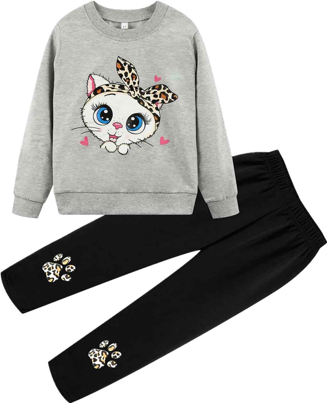 Unicorn Outfits for Little Girls 2 Pieces Ruffle Sleeve Sweatshirt + Leggings Autumn Leopard Clothing Sets 2-10 Years Old