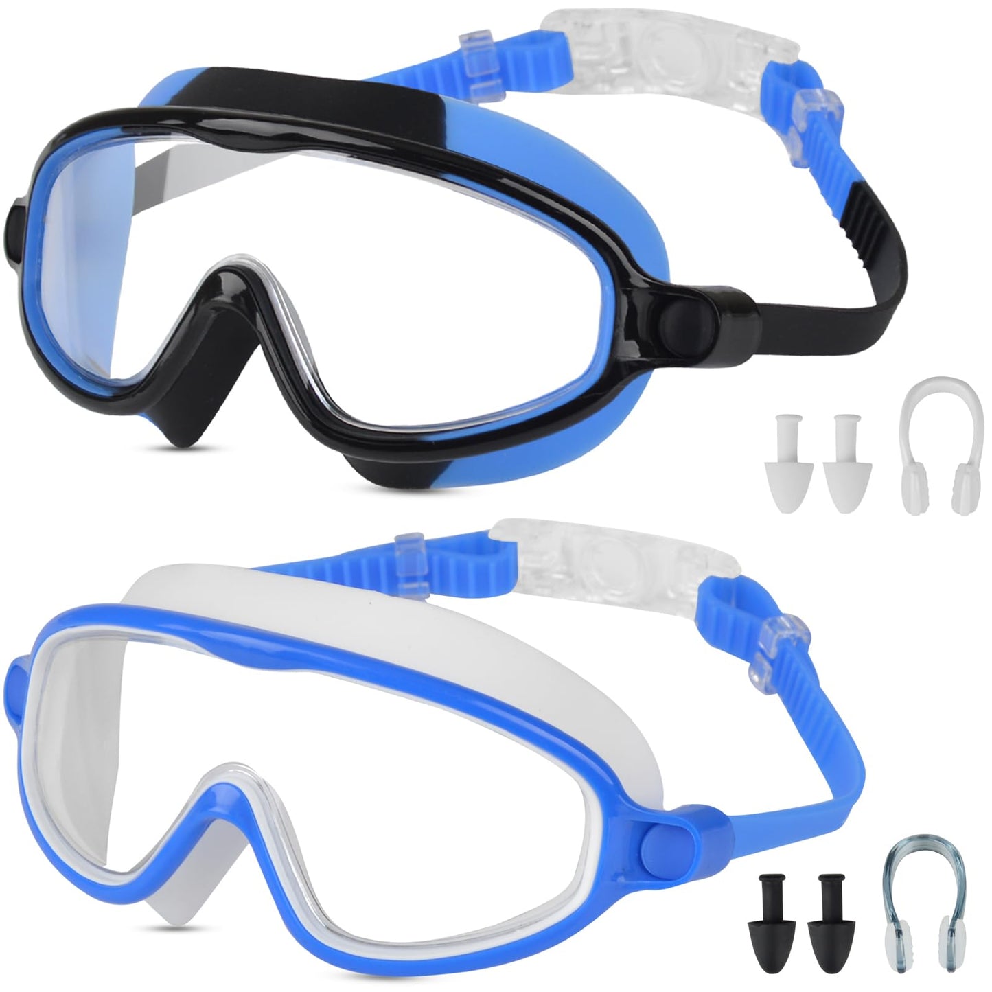 Moseem Schwimmbrille Kinder, 2 Stück Schwimmbrille 3-15 Jahre UV-Schutz,Anti-Nebel Kein Auslaufen Schwimmbrillen für Kinder, Mädchen, Jungen