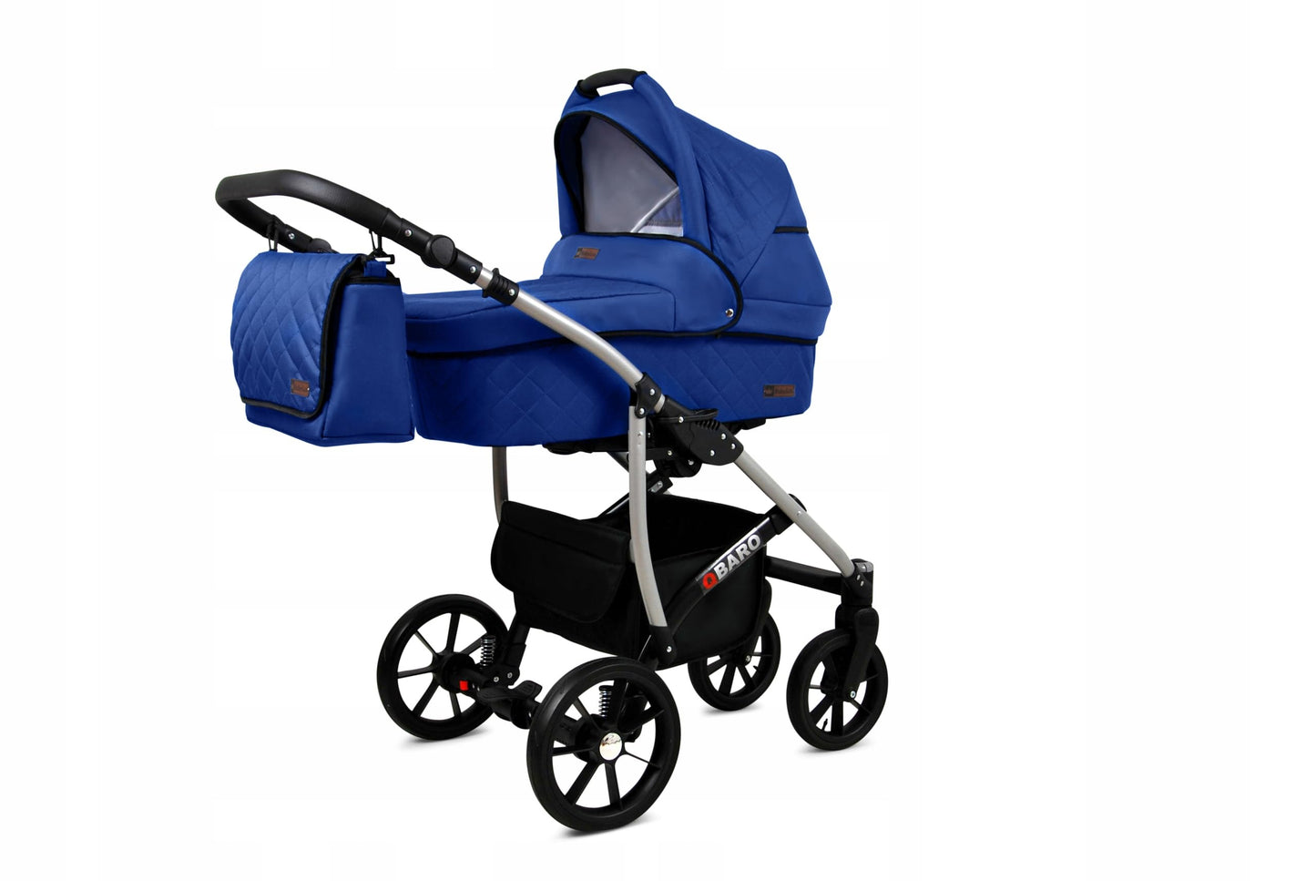 BabyLux® Bambimo Qbaro 3-in-1 Pushchair Set Including Baby Carrycot, Buggy Sports Seat, Car Seat - Car Seat - Pram Set - Combination Pram with Changing Bag, Rain Cover etc.