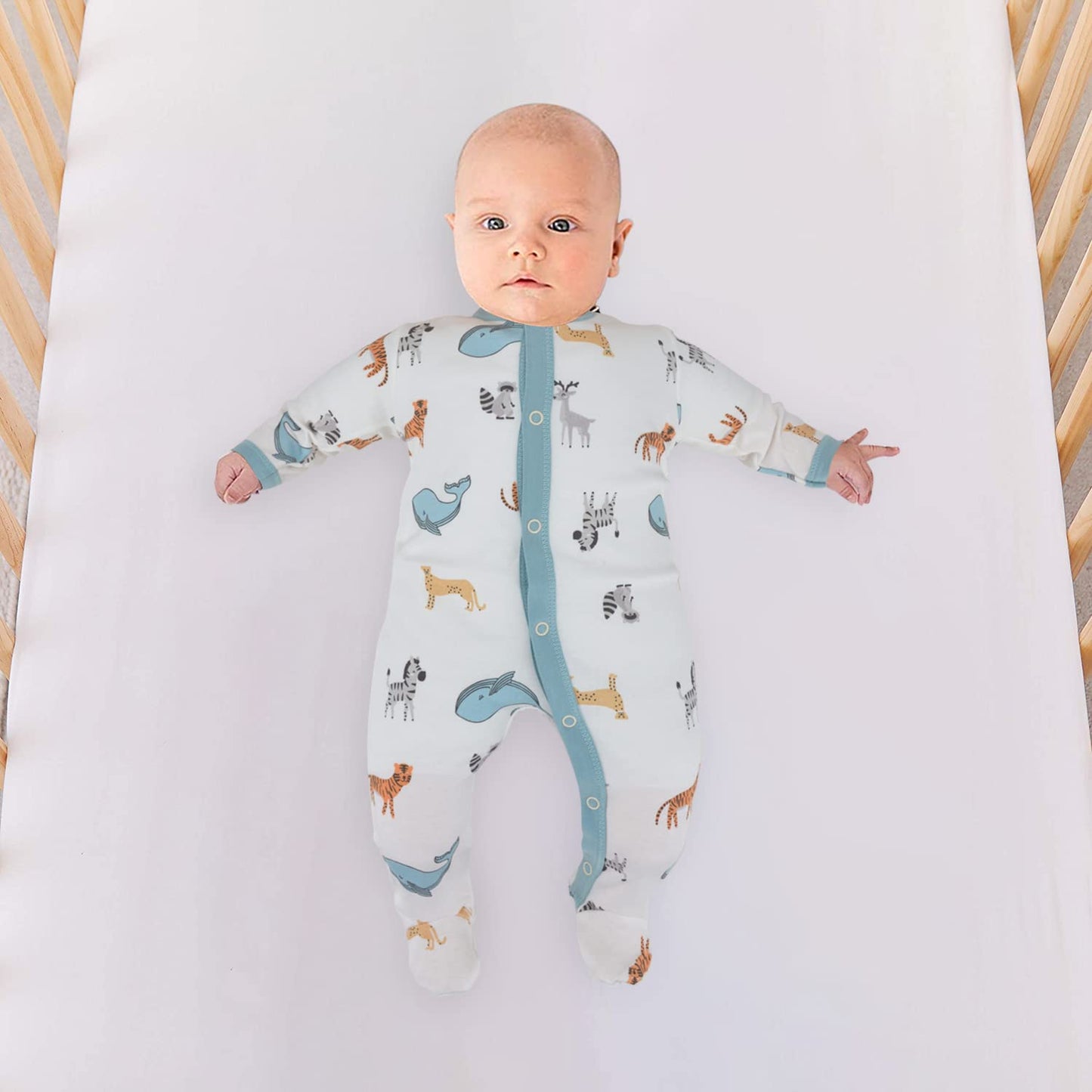 3PCS Baby Sleepsuit Baby Pajamas Baby Sleeping Bag Cotton with Feet with Buttons Size 56 62 68 for Boy Girl Newborn