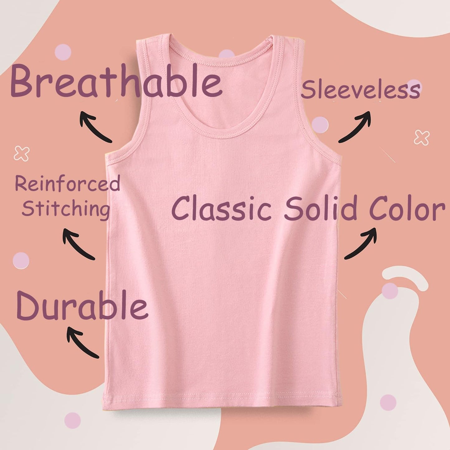 Lohhbve 4-Pack Kids Classic Solid Camisole Undershirts for 2-10 Years Toddler Girls Cotton Racerback Tank Top Multipack
