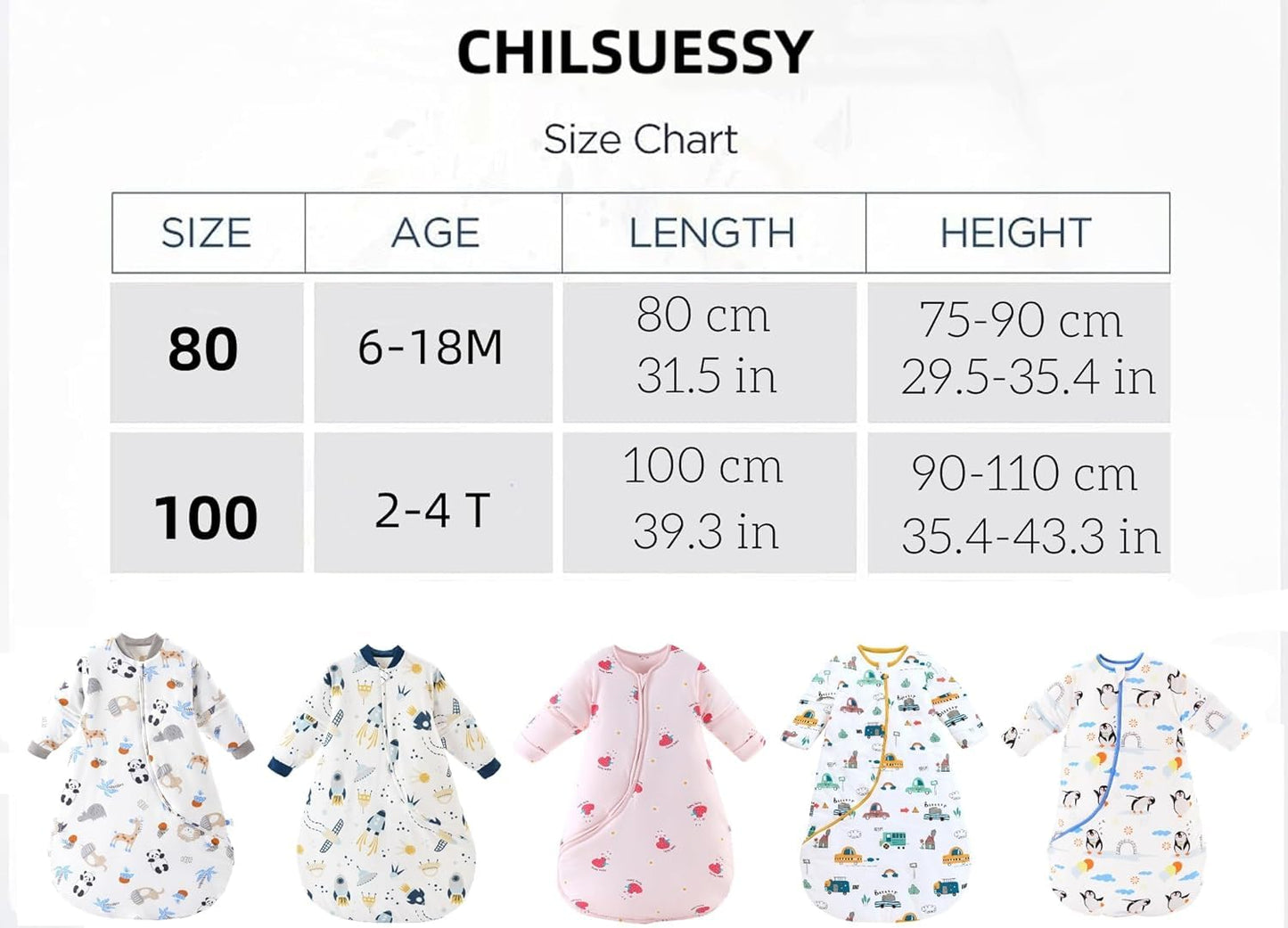 Chilsuessy Baby Sleeping Bag Winter with Removable Long Sleeve Organic Cotton Baby Sleeping Bag Small Children All-Year Sleeping Bag Pyjamas for Boys and Girls, Crown/2.5 Tog, 75-90 cm