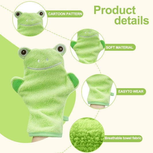 Baby Bath Gloves, Cute Baby Washcloth, Baby Cartoon Bath Gloves, Cotton Towel Gentle Exfoliation, for Baby and Children