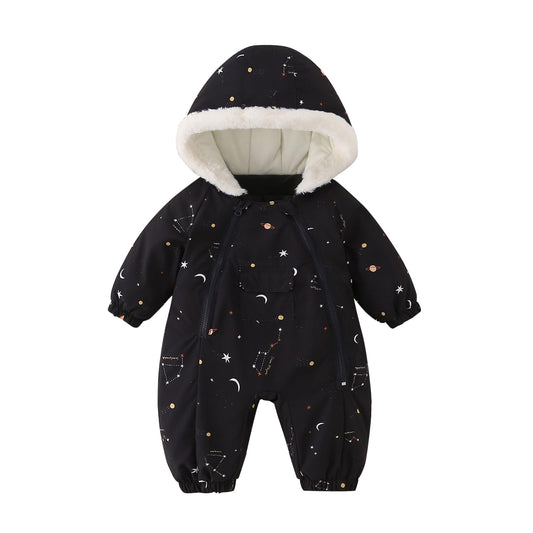 JiAmy Baby Snowsuit, Baby Boys Girls Winter Jumpsuit Romper Newborn Snow Overall for 0-24 Months