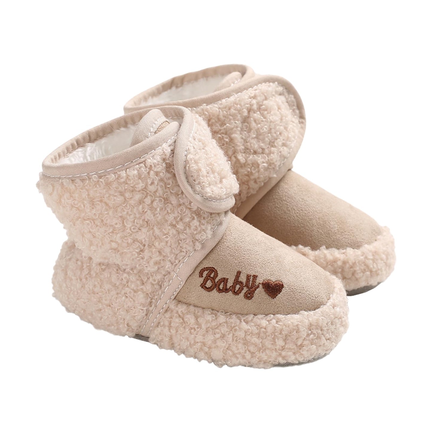 TMEOG Baby Winter Shoes Thermal Baby Shoes Crawling Shoes Fleece Baby Boots Non-Slip Warm Booties Baby Boots Lined Newborn Walk Shoes for Girls Boys 0-18 Months