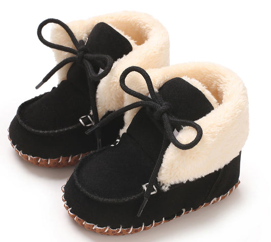 Adigau Baby Boys Girls Winter Boots Soft Sole Warm Boots Lace Flat Prewalker Snow Boots 0-18 Months