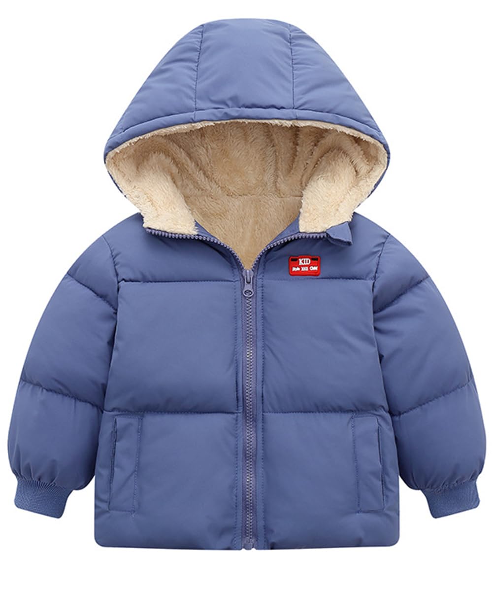 kids4ever Baby Winter Jacket Coat Zip Hooded Jacket Windproof Warm Fleece Outerwear Snowsuit with Two Pockets for Boys Girls 12 Months - 5 Years