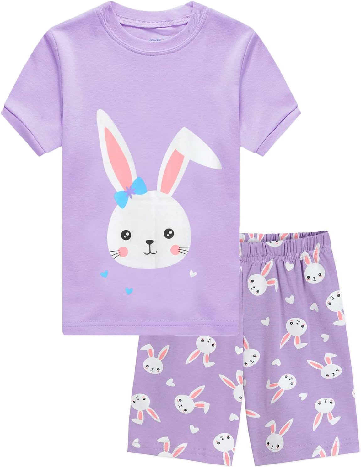 EULLA Mädchen Schlafanzug Kinder Kurz Einhorn Dino Katze Prinzessin Hase Pyjama Set Sommer Kleidung Zweiteiliger Nachtwäsche Baumwolle 92 98 104 110 116 122