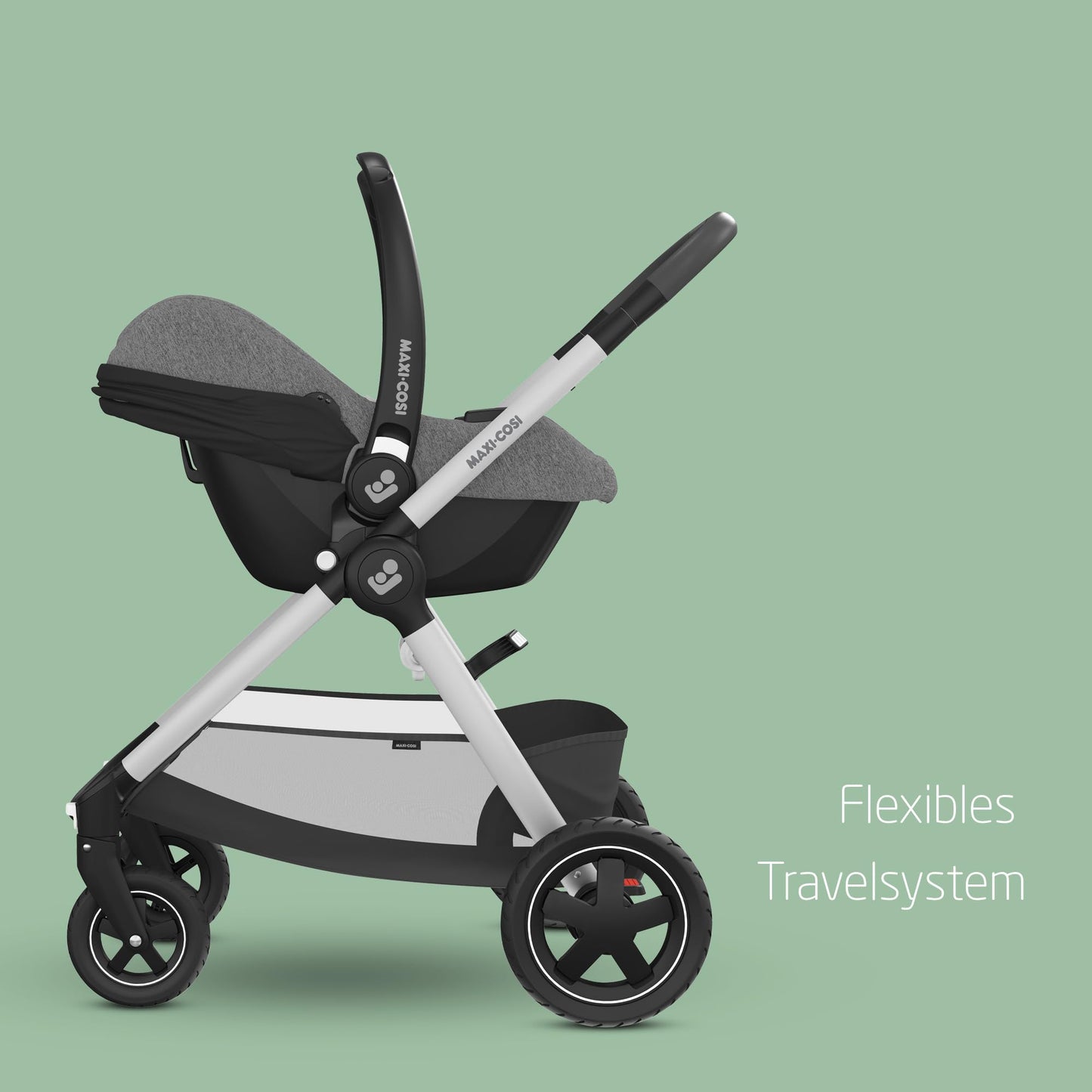 Maxi-Cosi CabrioFix i-Size, Babyschale, 0–12 Monate, max. 12 kg, leichter i-Size Kindersitz (3,2 kg), Sonnenverdeck, gepolsterter Sitz, für viele Maxi-Cosi Kinderwagen, Essential Green - Meloni2