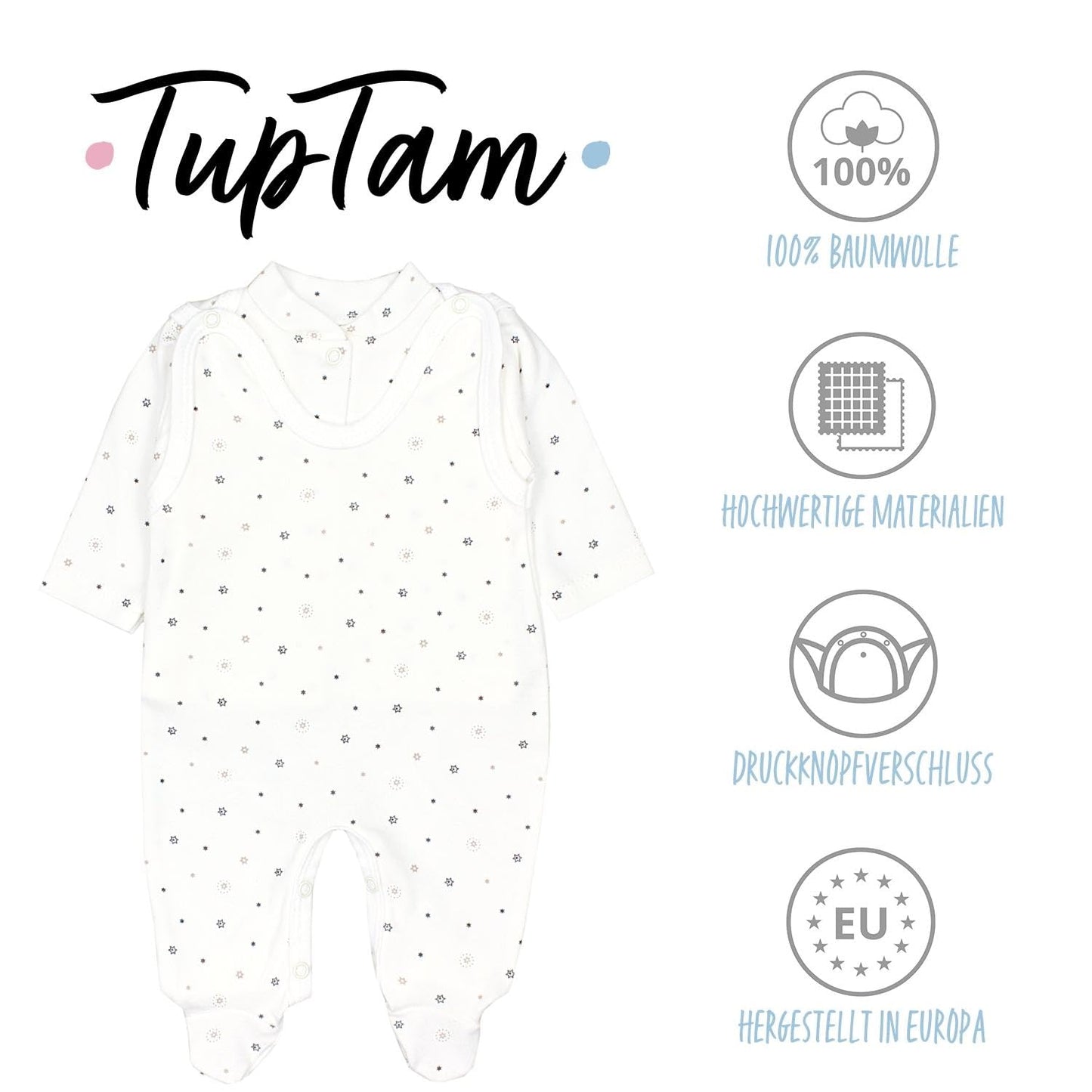 TupTam Baby Mädchen Jungen Strampler mit Langarmshirt Aufdruck Spruch 2 teilig