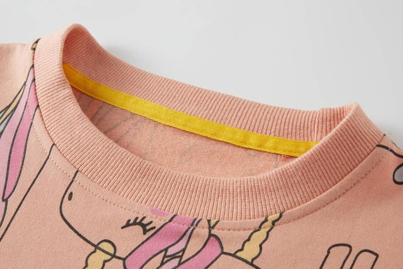 SOIBEEN Girls' Sweatshirt Adorable Children's Pullover 2-Pack Unicorn Top Shirt Pullover Pullover Crew Neck Long Sleeve Casual Wear Spring Autumn Cotton Hoodie 1-10 Years