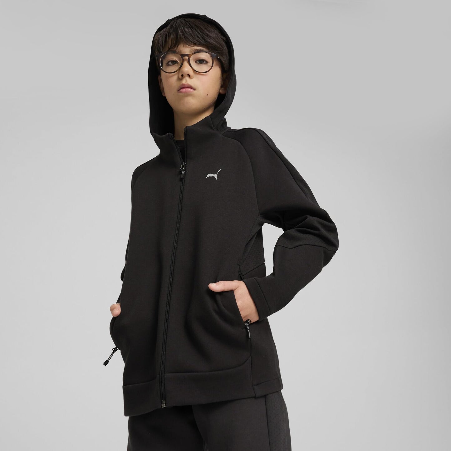 PUMA Boys' Evostripe Full-Zip Hoodie Dk B Sweat Jackets (1 Pack)