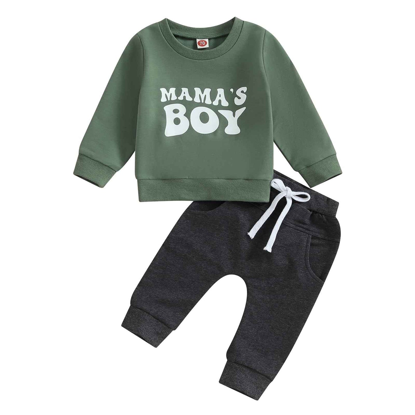 Geagodelia Baby Boys Clothing Outfit Baby Clothing Set Long Sleeve Sweatshirt + Trousers Newborn Soft Baby Set Mama's Boy 2-Piece