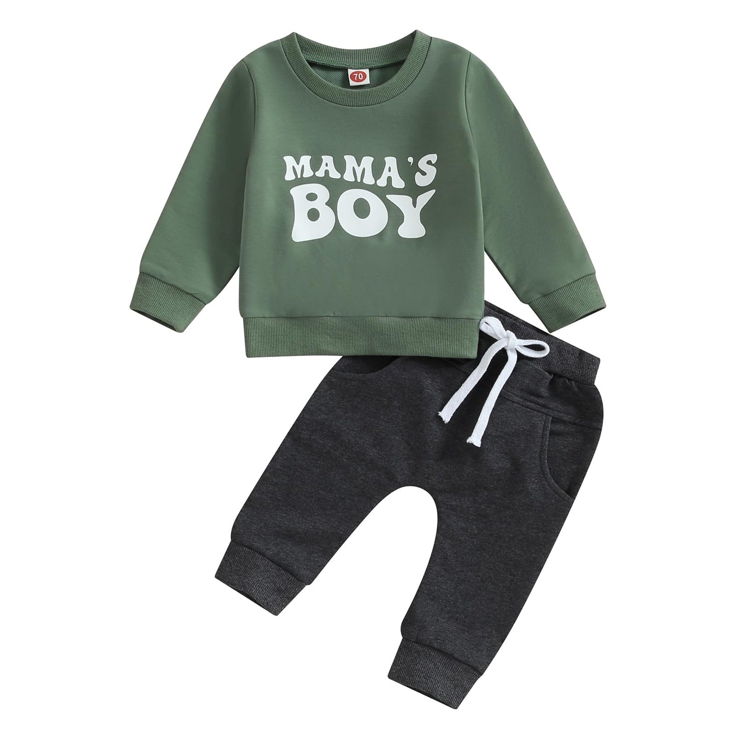 Geagodelia Baby Boys Clothing Outfit Baby Clothing Set Long Sleeve Sweatshirt + Trousers Newborn Soft Baby Set Mama's Boy 2-Piece