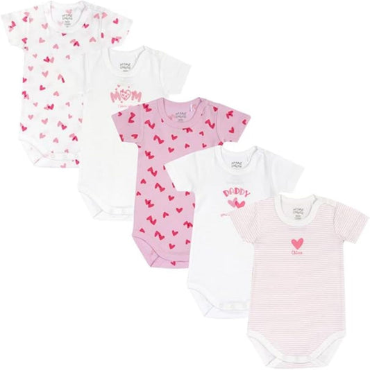 Chicco, Body für Neugeborene, Set aus 5 Kurzarm-Bodys aus 100% Baumwolle, Baby Jungen und Mädchen 0-24 Monate, Designed in Italy