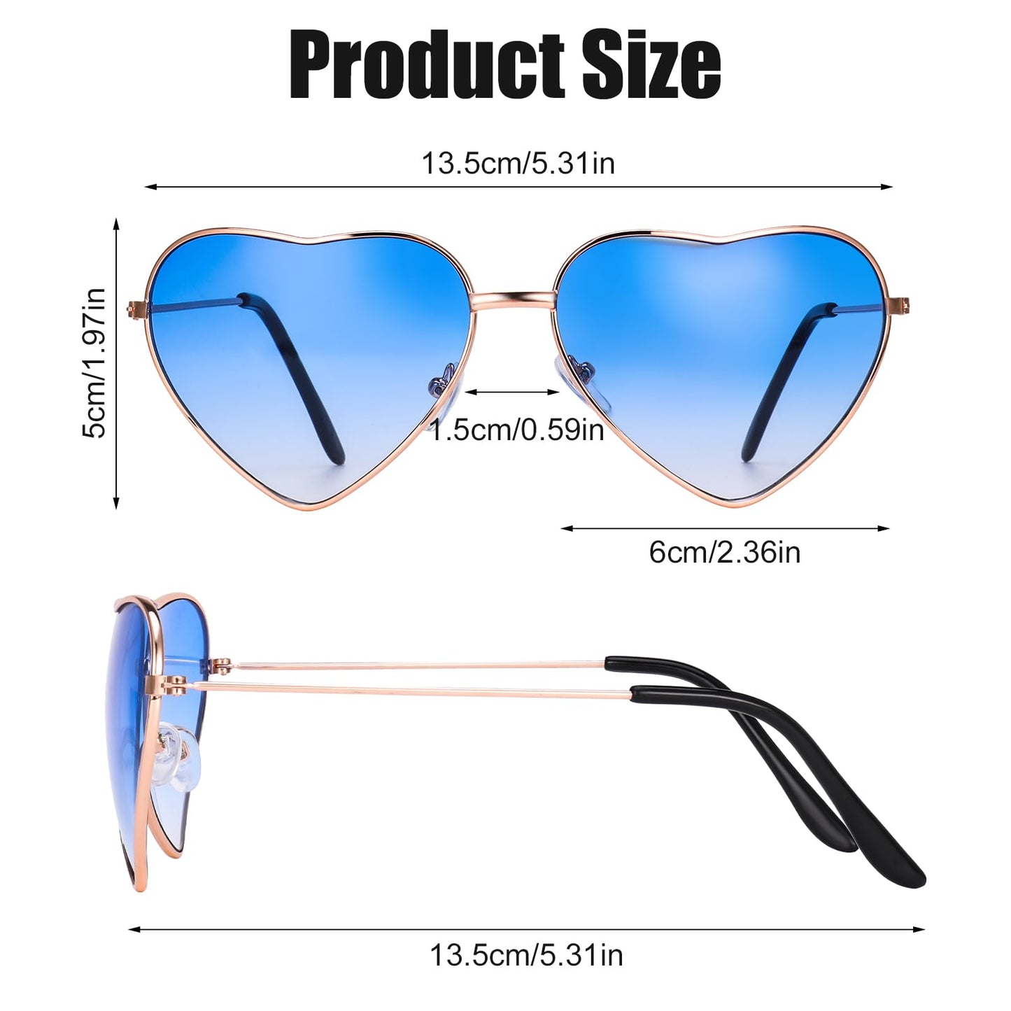 ALTcompluser 2 Pack Herz Sonnenbrille, Weinsamkeit Hippie Gläser, Retro Kostüm Brille für Kinder Herren Damen 60er 70er 80er 90er Party Hippie Chic, Kleid Accessoires