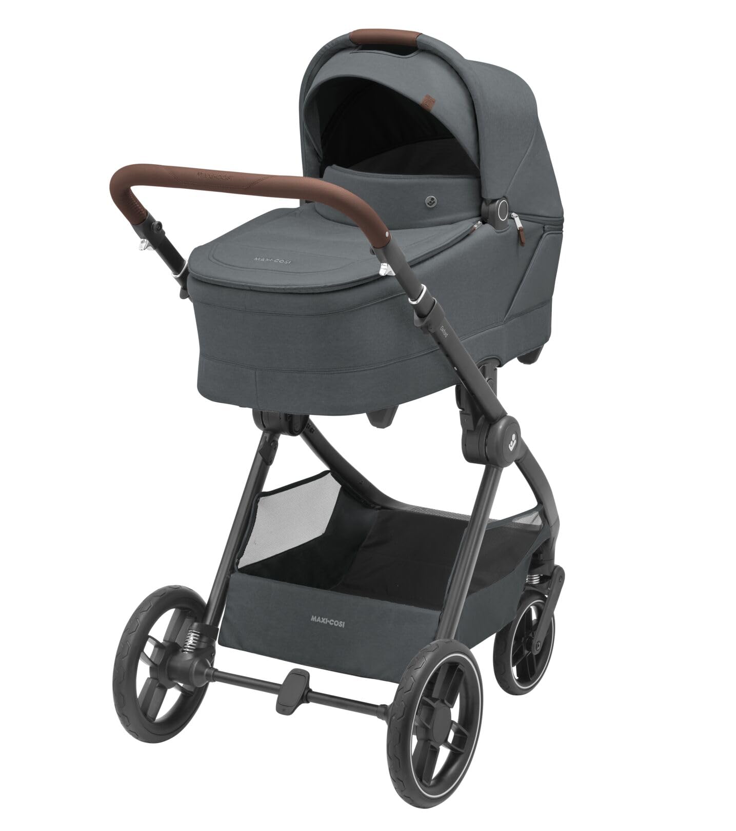 Maxi-Cosi Oxford Plus Baby Stroller 2 in 1 Set with Carrycot 0-4 Years 0-22kg Compact Folding Soft Suspension 3 Reclining Positions 10kg Storage Basket Twillic Graphite