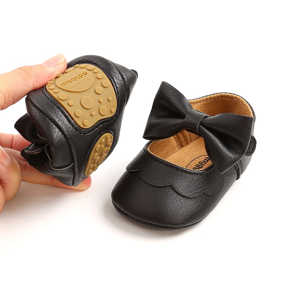 MASOCIO Babyschuhe für Mädchen mit Schleife – Rutschfeste Party Ballet Flats für Kleinkinder