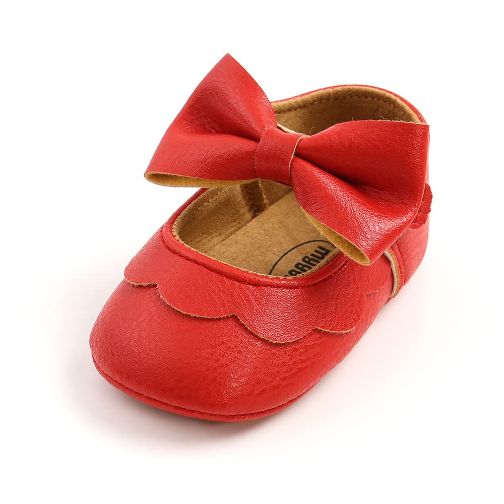 MASOCIO Babyschuhe für Mädchen mit Schleife – Rutschfeste Party Ballet Flats für Kleinkinder